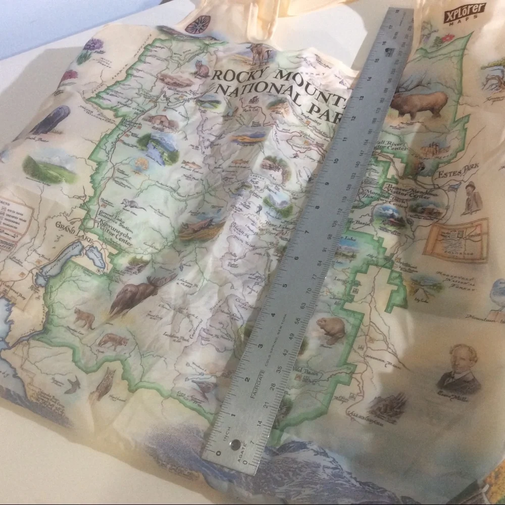 Xplorer Maps Packable Tote Bag Rocky Mountain National Park Map Drawstring Pouch
